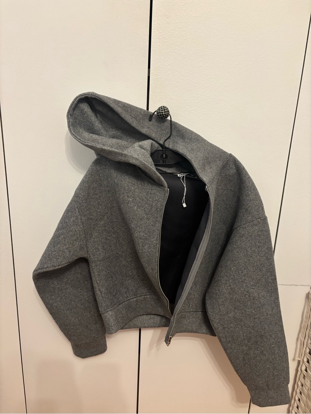 Zara Light Gray Hooded Zip Jacket size S worn once